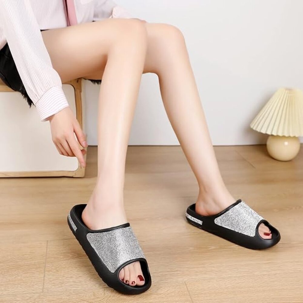 Neiman Marcus Rhinestone Cloud Glitter Sandals